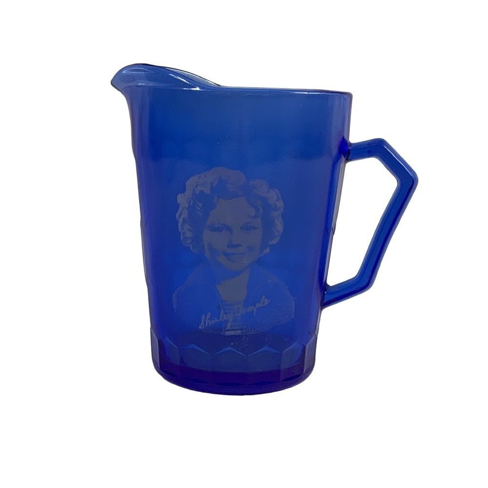 Vintage Shirley Temple Blue Glass Pour Cup